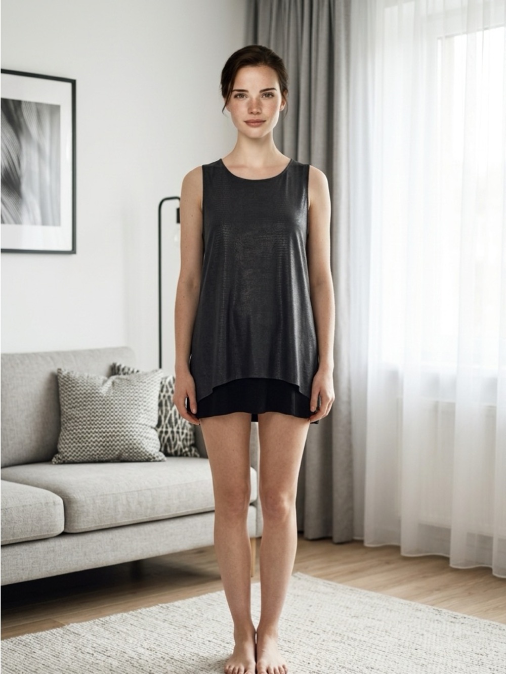 Olivaceous Sleeveless Black Faux Leather Shirt